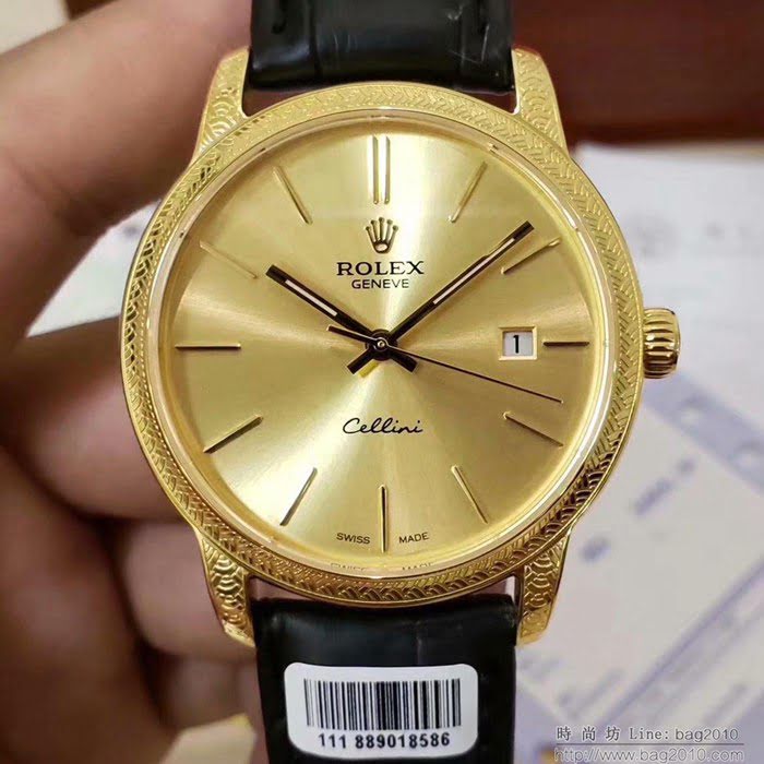 ROLEX勞力士 2019新款 切利尼雕花新款 18k電鍍黃金耐磨表殼 高端男士腕表  wssb4038